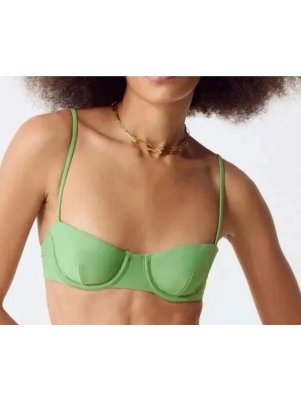 J.CREW Balconette Underwire Bikini Top 36B Bralette Green NEW